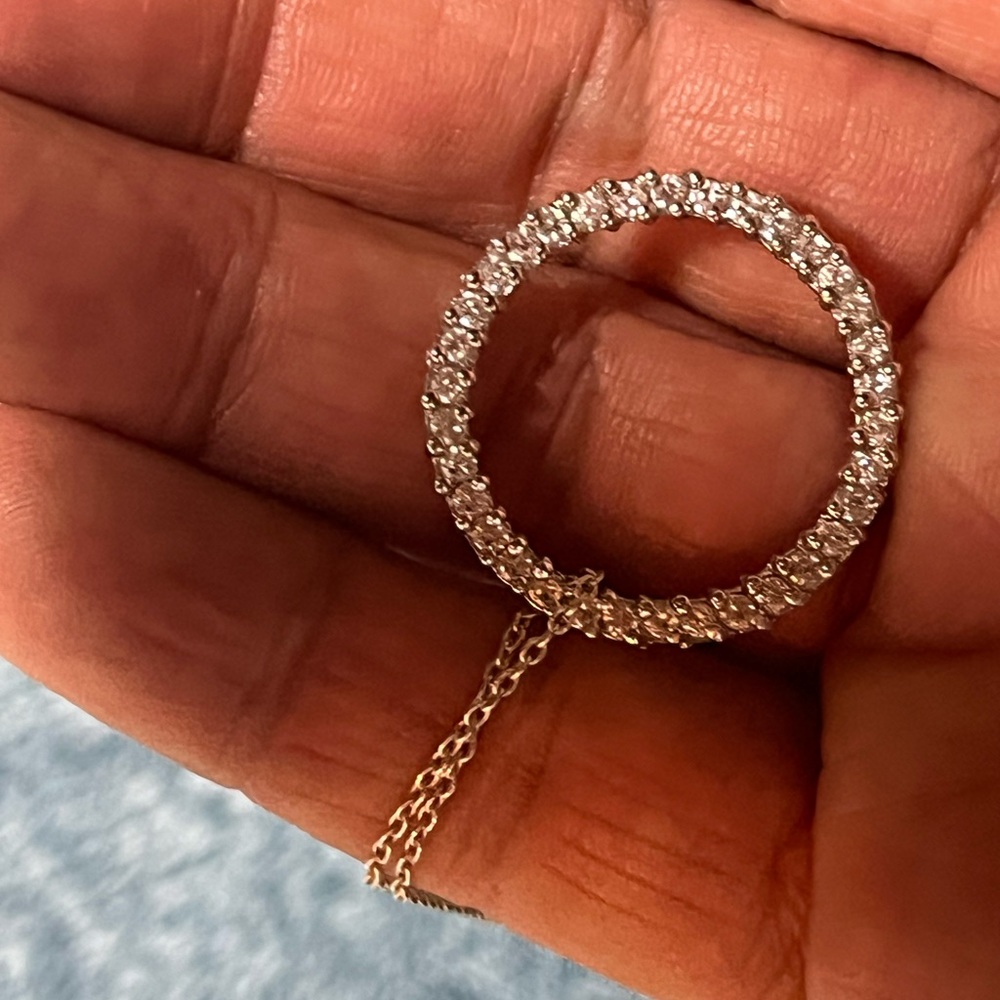 Loop CZ pendant and chain. Sterling Silver